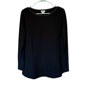 100% Cashmere Club Monaco Black Scoop Neck Long Sleeve Cozy Winter Sweater